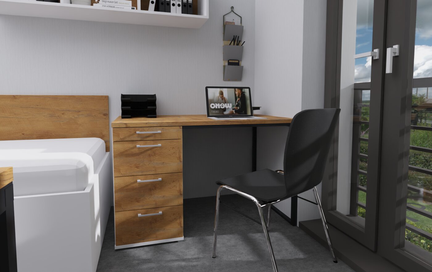 Studentenwohnung Typ A in Passau – Schreibtisch und Arbeitsplatz