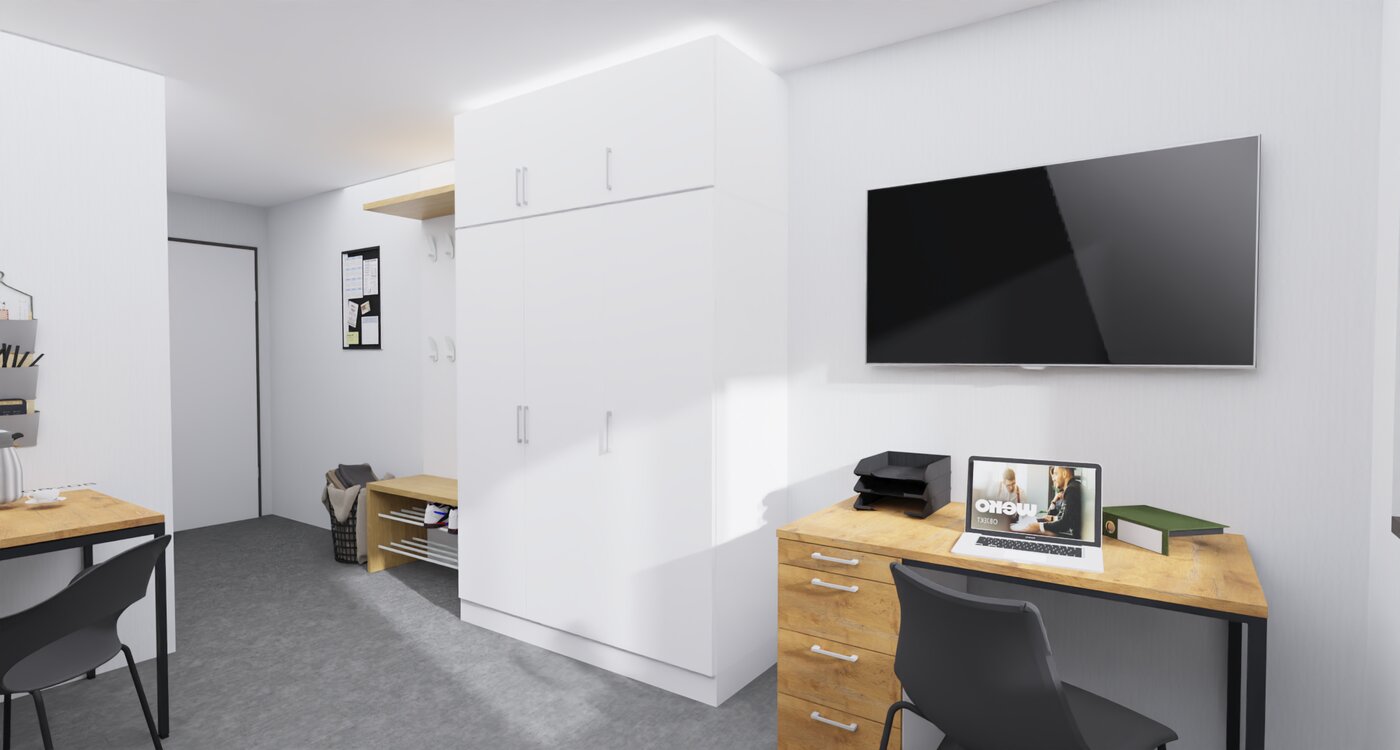Studentenwohnung Typ B in Passau – Schreibtisch und Arbeitsbereich