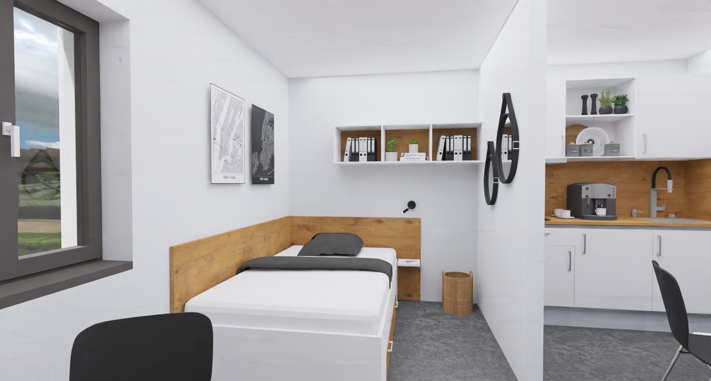 Großzügige Studentenwohnung in Passau – Wohn- und Schlafbereich Typ B
